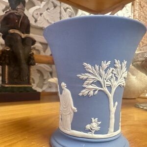 Blue Jasperware-Style Decorative Vase